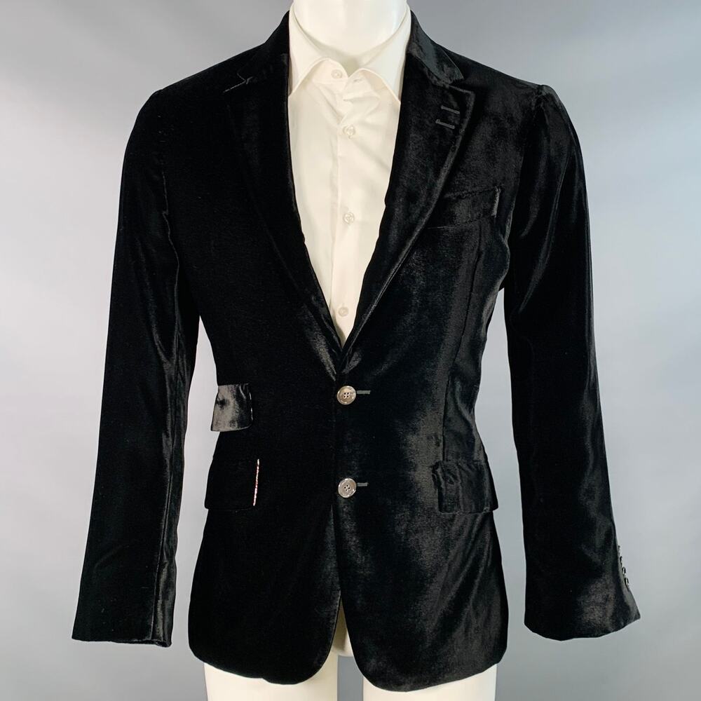 PAUL SMITH Size 38 The Byard Black Velvet Viscose Blend Notch Lapel Sport Coat